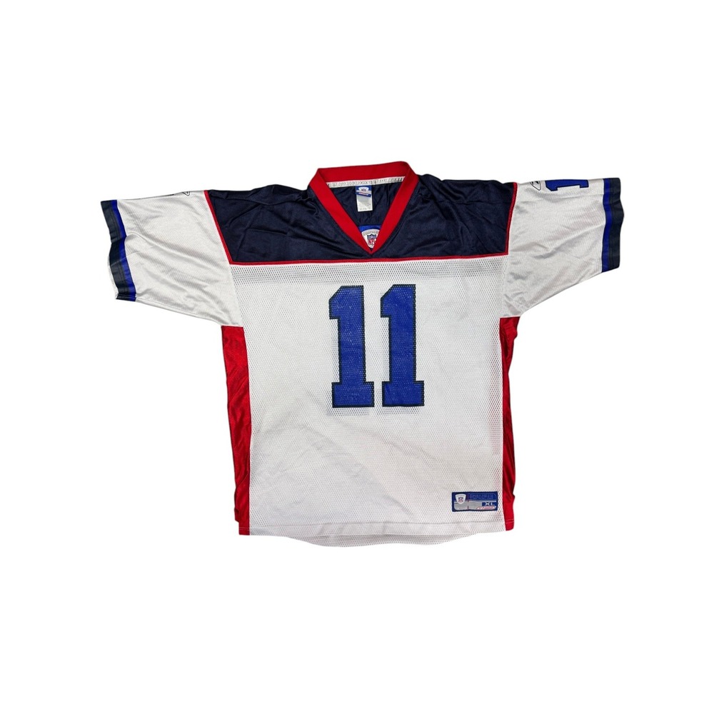 Reebok NFL Drew Bledsoe #11 Buffalo Bills Football Jersey Mens XL White Blue Red